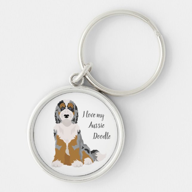 Porte-clés Australian Shepherd Poodle mélange Porte - clé (Devant)