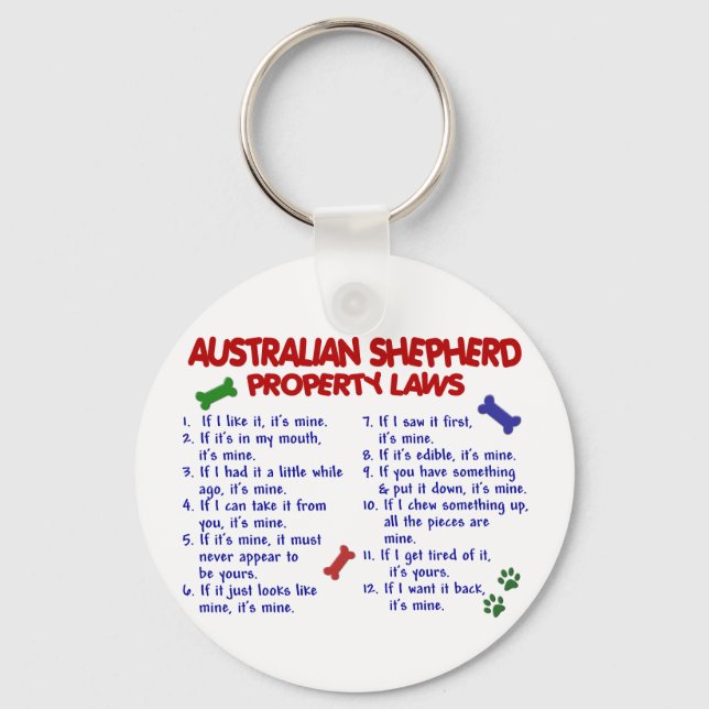 Porte-clés AUSTRALIAN SHEPHERD Property Laws 2 (Recto)