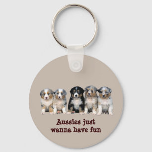Porte-clés Australian Shepherd Puppies Keychain