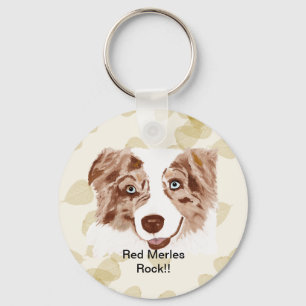Porte-clés Australian Shepherd Red Merle Dog Keychain