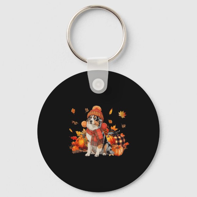 Porte-clés Australie Berger Chien Automne Écharpe Leopard Cit (Recto)