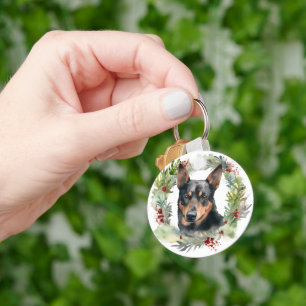 Porte-clés Australie Kelpie Noël Wreath Festive Pup