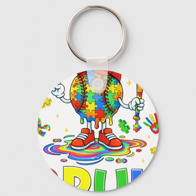 Porte-clés Autism Awareness Baseball Bruh Puzzl (Recto)