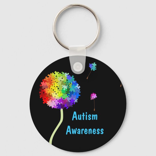 Porte-clés Autism Awareness Puzzle Dandelion Keychain (Recto)