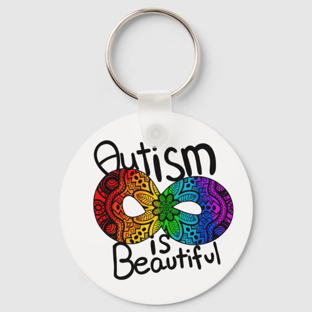 Porte-clés Autism is Beautiful | Rainbow Infinity Symbol  Key (Recto)