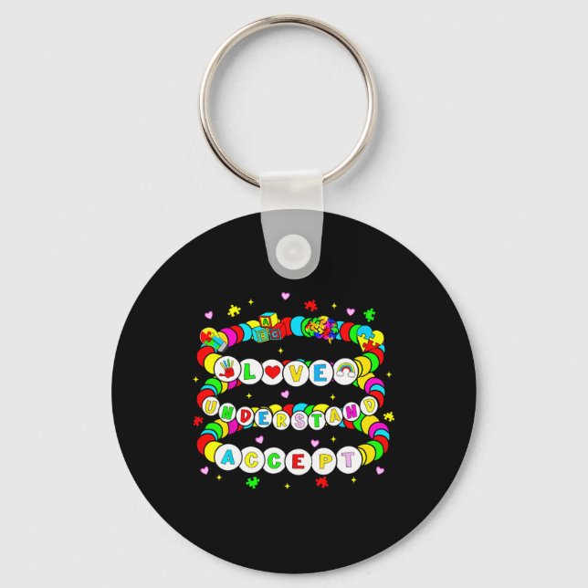 Porte-clés Autisme Amitié Bracelet Aimer Accepter Comprendre (Recto)