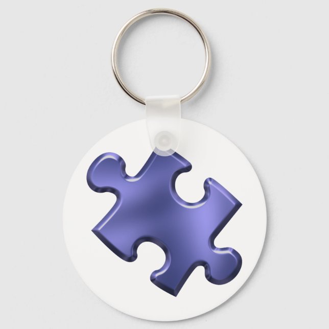Porte-clés Autisme Puzzle Pièce Bleu (Recto)