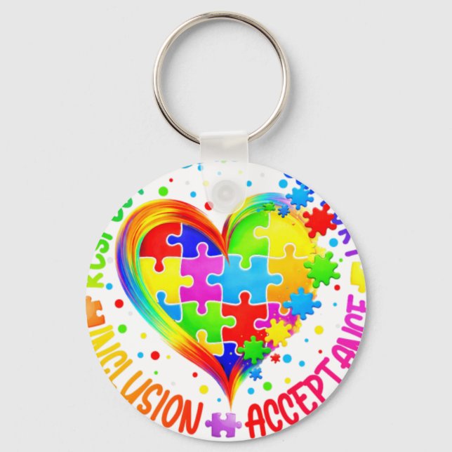 Porte-clés Autisme Respect Amour Inclusion Acceptation Sensib (Recto)