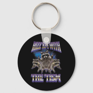 Porte-clés Autisme Rizz Em Avec Le Tism Raccoon Mème Bootleg
