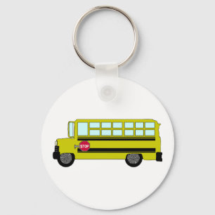 Porte-clés Autobus scolaire jaune avec panneau d'arrêt