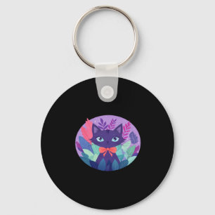 Porte-clés Autocollant d'art numérique Kawaii chat violet pou