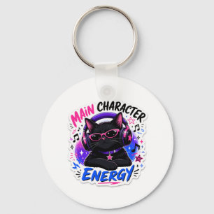 Porte-clés Autocollant de chat noir à l'énergie de personnage