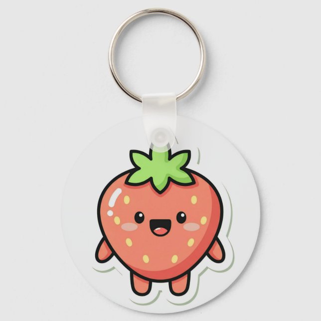 Porte-clés Autocollant esthétique fraise pastel – I (Recto)