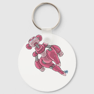 Porte-clés Autocollant Fille Anime Robot Rose 