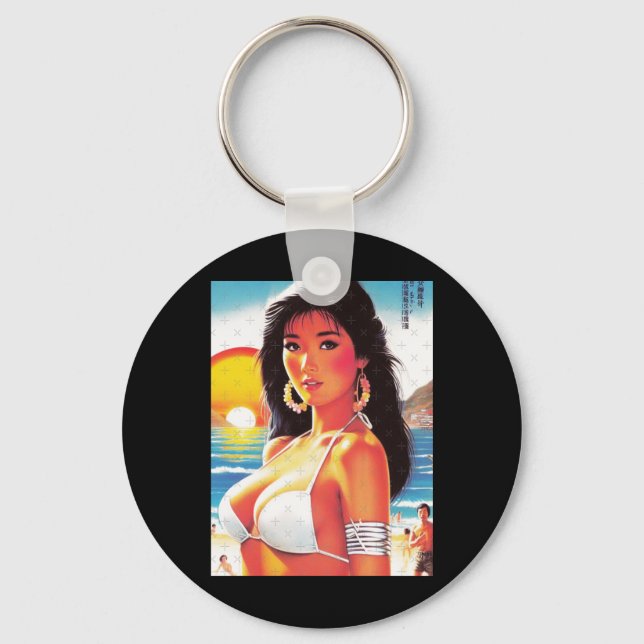 Porte-clés Autocollant Fille Orientale Rétro (Recto)