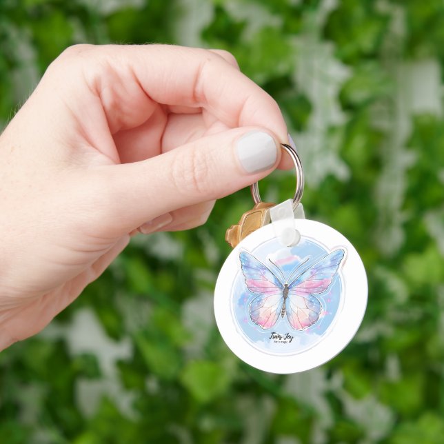 Porte-clés Autocollant Papillon Pastel Rêveur | Esthétique Do (main)