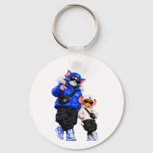 Porte-clés Autocollant vinyle d'animal de hip-hop cool Mode