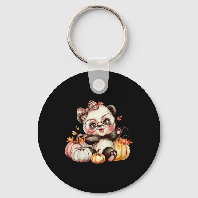 Porte-clés Automne Citrouille mignonne Panda Bear Automne Aut (Recto)
