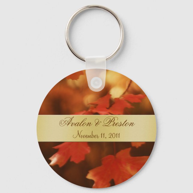 Porte-clés Automne Feuilles Mariage Faveur Porte - clé Or (Recto)