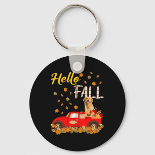 Porte-clés Automne Golden Retriever Leaf Automne Red Truck Ch