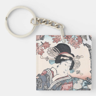 Porte-clés Automne japonais Ukiyo-e Momijigari aucun himegimi