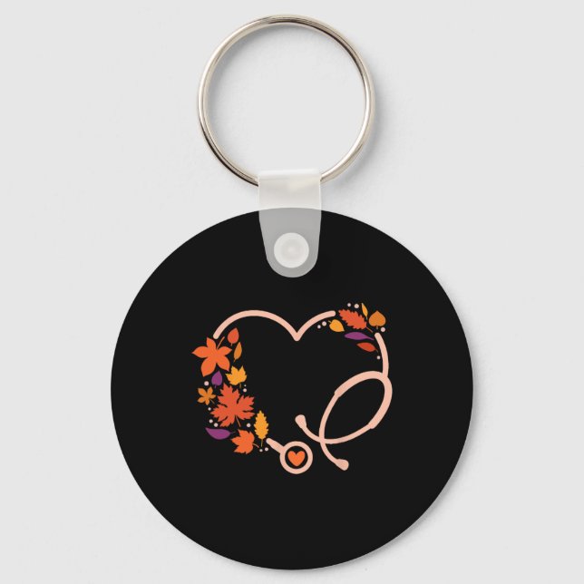 Porte-clés Automne Stethoscope Infirmière Thanksgiving Infirm (Recto)