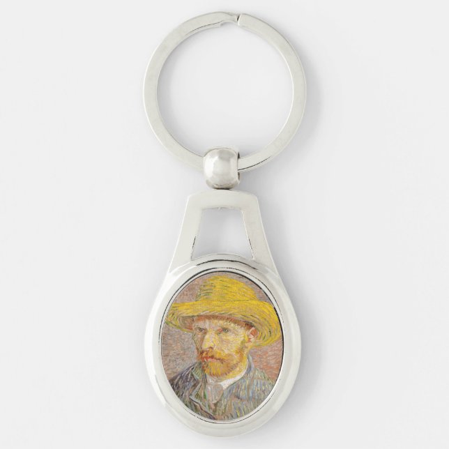 Porte-clés Autoportrait de Vincent Van Gogh avec chapeau de p (Devant)