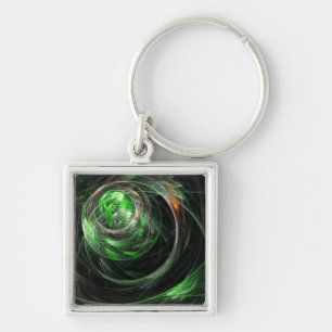 Porte-clés Autour du monde Vert Abstrait Art Petit
