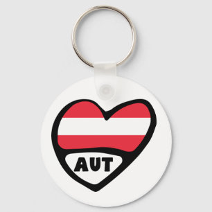 Porte-clés Autriche Code Pays Drapeau Clavier Coeur AUT