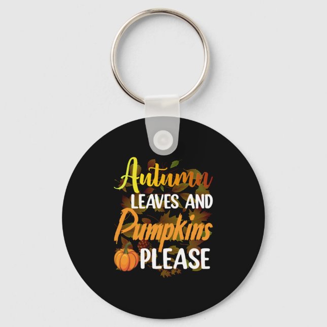 Porte-clés Autumn leaves and pumkins please funny halloween (Recto)