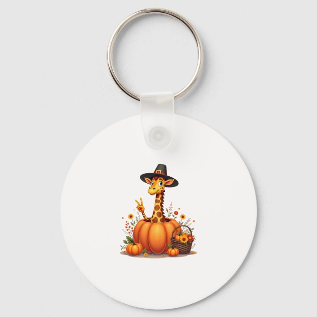 Porte-clés Autumn Pumpkin Fall Giraffe Thanksgiving Womens Me (Recto)