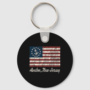 Porte-clés Avalon Nj Vintage Voile Ancre Us Bateau Drapeau Te
