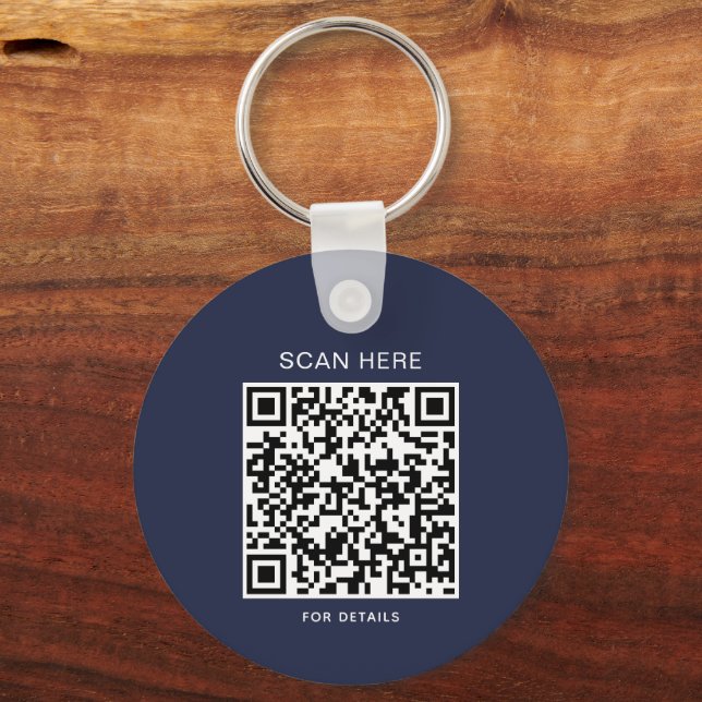 Porte-clés avec code QR et logo bleu marine (Verso)