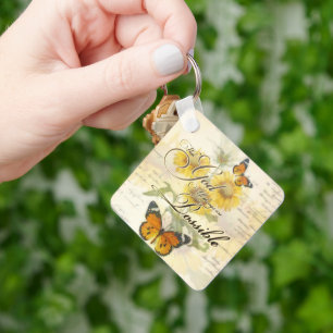 Porte-clés Avec Dieu tournesols et papillon 