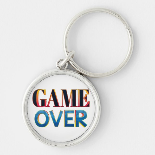 Porte-clés avec "Game Over" en gras et lettres col (Devant)