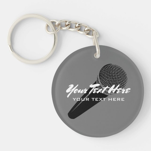 Porte-clés avec icône de microphone audio personna (Devant)
