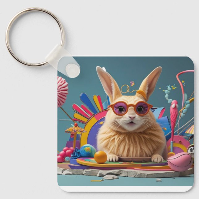 Porte-clés avec lapin et chien (Recto)