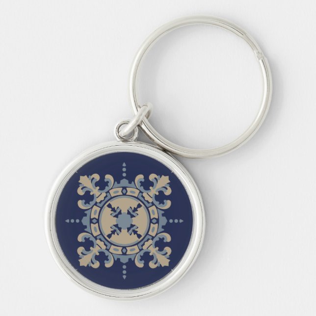 Porte-clés avec motif de carreau bleu mexicain (Devant)