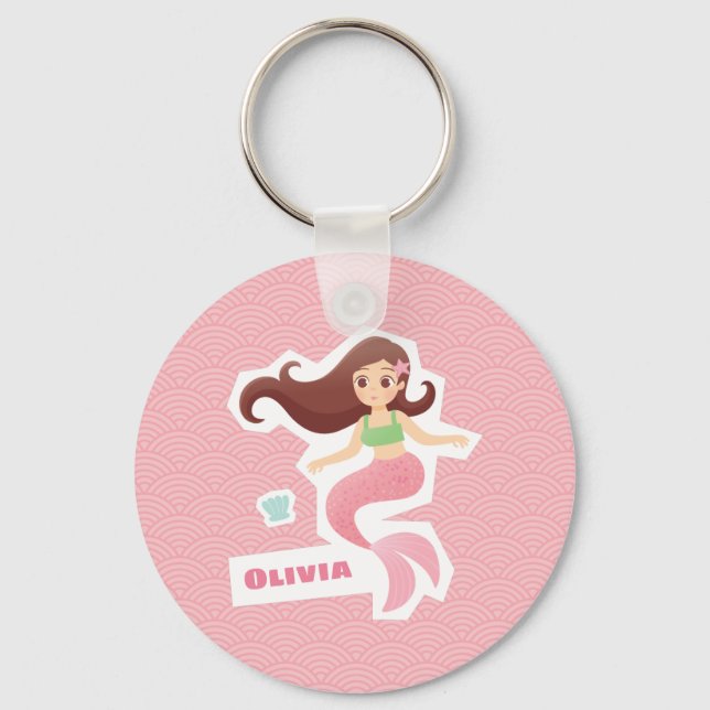 Porte-clés avec motif de vague de fille sirène jol (Recto)
