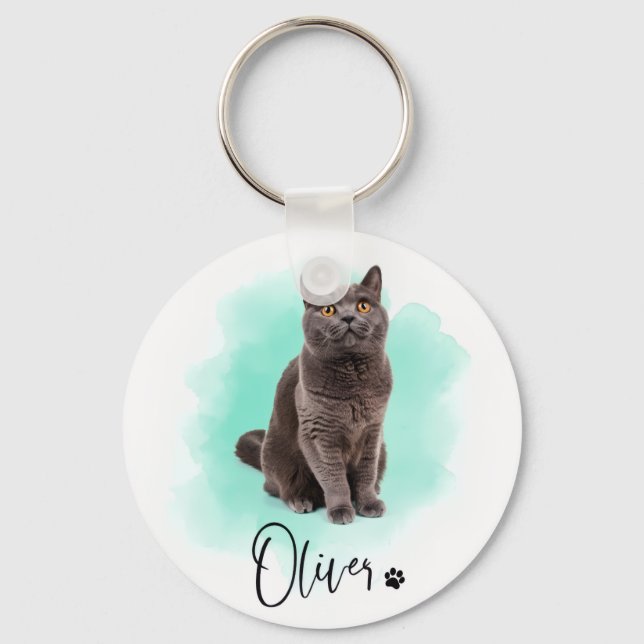Porte-clés avec œuvre d'art de chat mignon – Cadea (Recto)