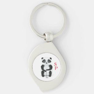 Porte-clés avec panda jouant au golf et initiales