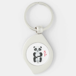 Porte-clés avec panda jouant au golf et initiales