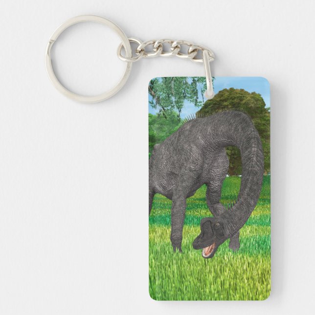 Porte-clés Aventure de dinosaure à long cou dans la jungle (Devant)