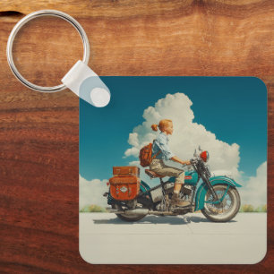 Porte-clés Aventure de road trip à moto vintage