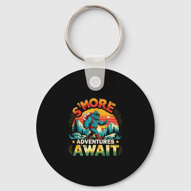 Porte-clés aventures Smor attendent drôle bigfoot camping (Recto)
