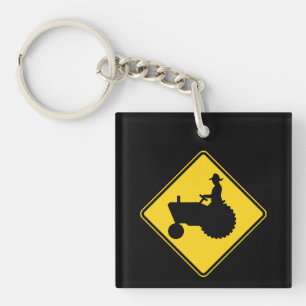 Porte-clés Avertissement de panneau routier de tracteur