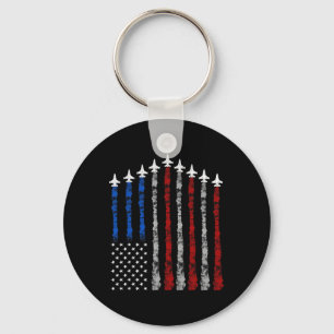 Porte-clés Avion à réaction de combat Drapeau des États-Unis