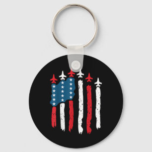 Porte-clés Avion de chasse Drapeau États-Unis 4 juillet Patri