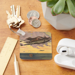 Porte-clés Avion de ligne hydravion de science-fiction vintag