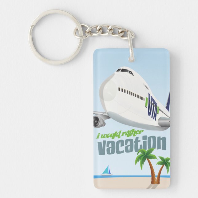 Porte-clés avion de vacances que j'aimerais mieux (Devant)